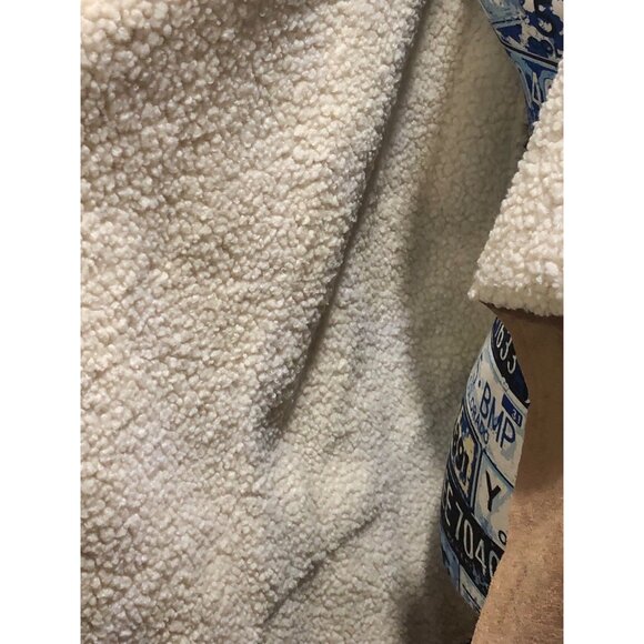 Tan Sherpa Lined Accent Open Front Vest Pockets Warm Cozy Snow Boho Sz L/XL - Picture 6 of 13